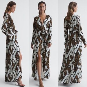 Reiss loren snake print plunge maxi dress FINAL PRICE NO OFFERS